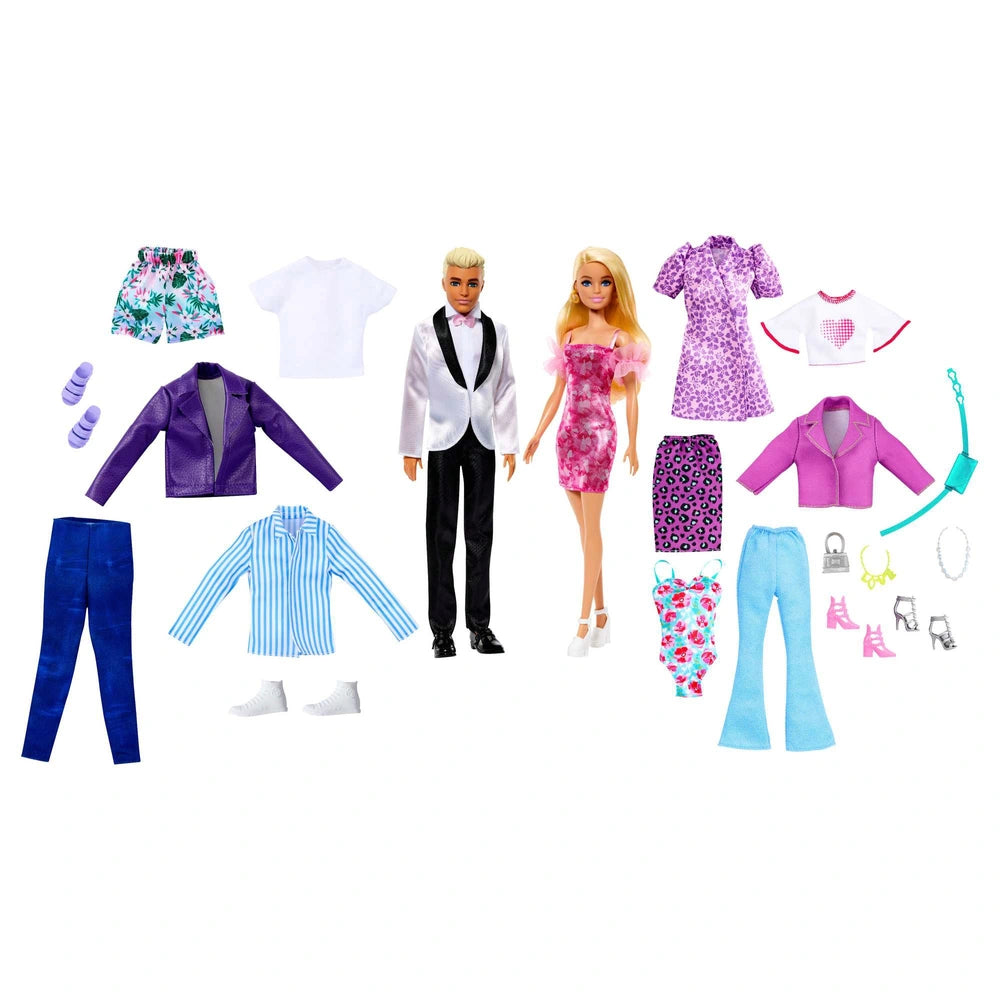 Barbie Barbie and Ken Fashion Dolls with Accessories 2 Pack Set