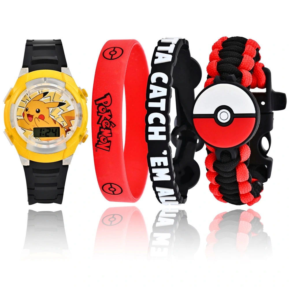 Pokémon Flashing LCD Digital Watch and Wrist Band Mega Set