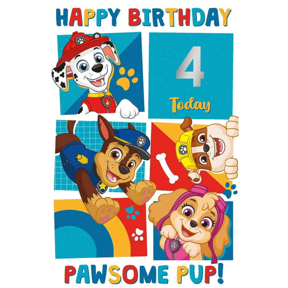 PAW Patrol Birthday Card Age 4 Customisable