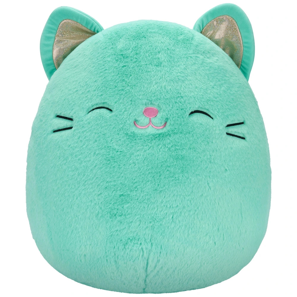 Original Squishmallows Fuzz-A-Mallows Plush Charisma the Mint Green Cat 50cm