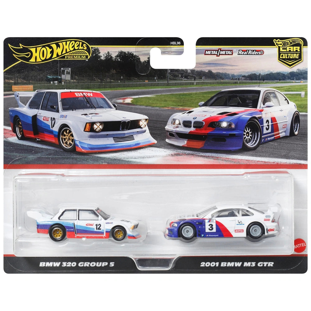 Hot Wheels Premium Car Culture BMW 320 Group 5 & 2001 BMW M3 GTR 1:64 Scale 2 Pack