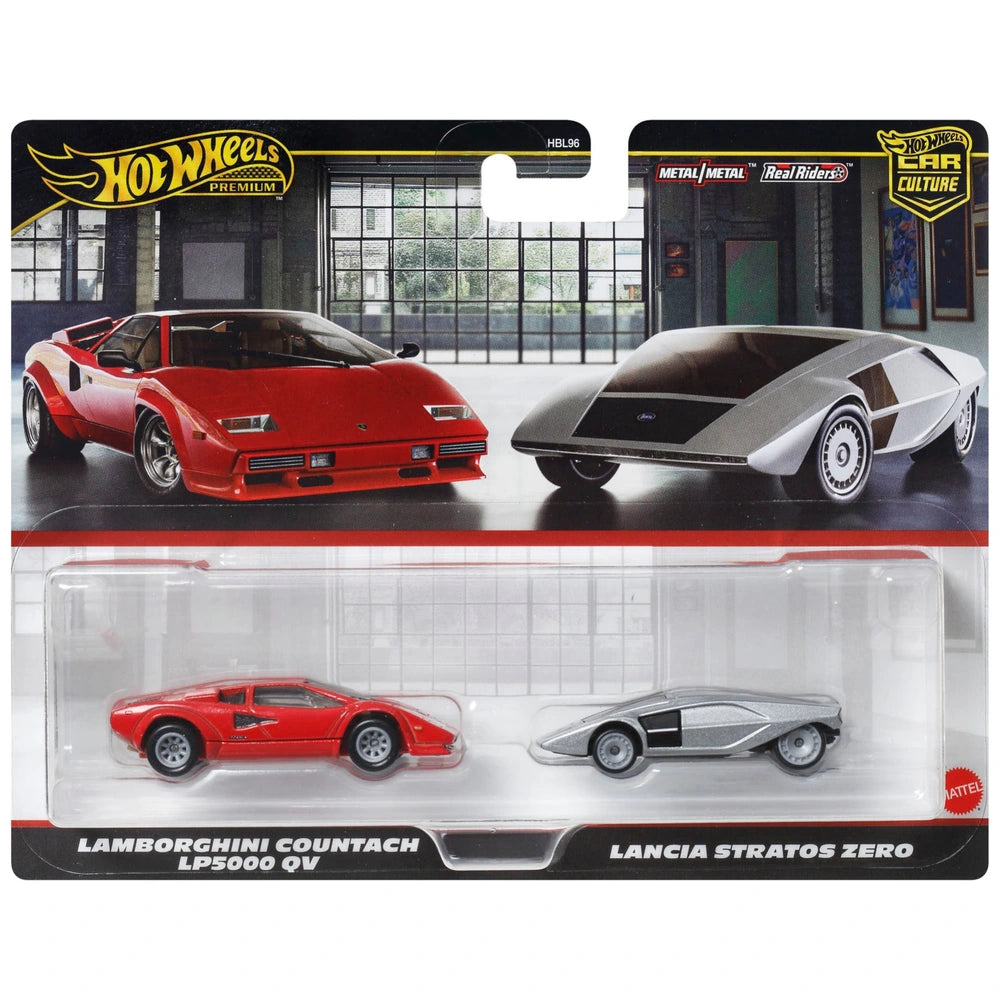 Hot Wheels Premium Car Culture Lamborghini Countach LP5000 QV & Lancia Stratos Zero