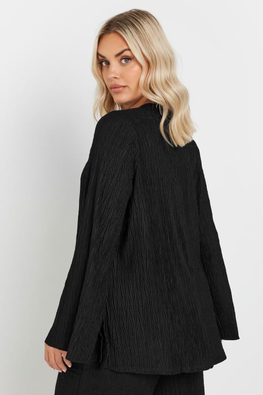 YOURS Curve Black Plisse Flute Sleeve Top