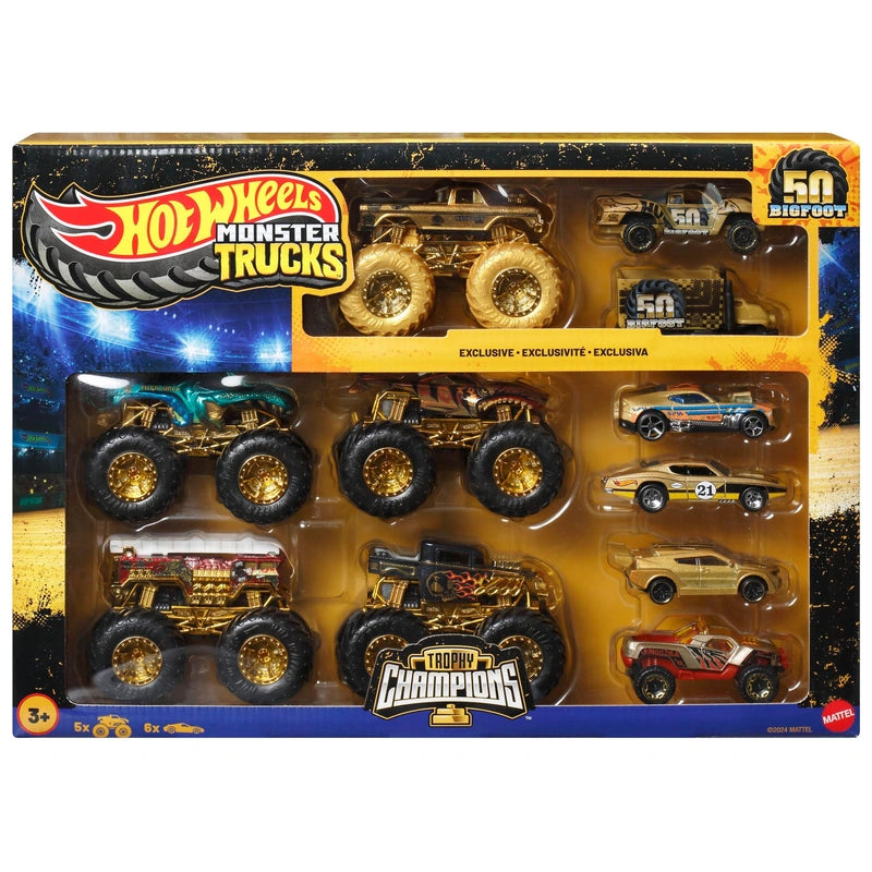 Hot Wheels Monster Trucks Diecast Cars Trophy Champions Collection 1:64 Scale 11 Pack