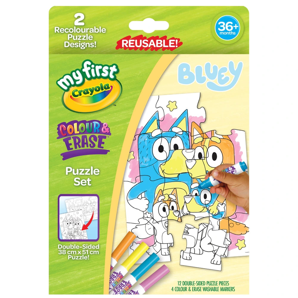 My First Crayola Puzzle Set Colour & Erase Bluey