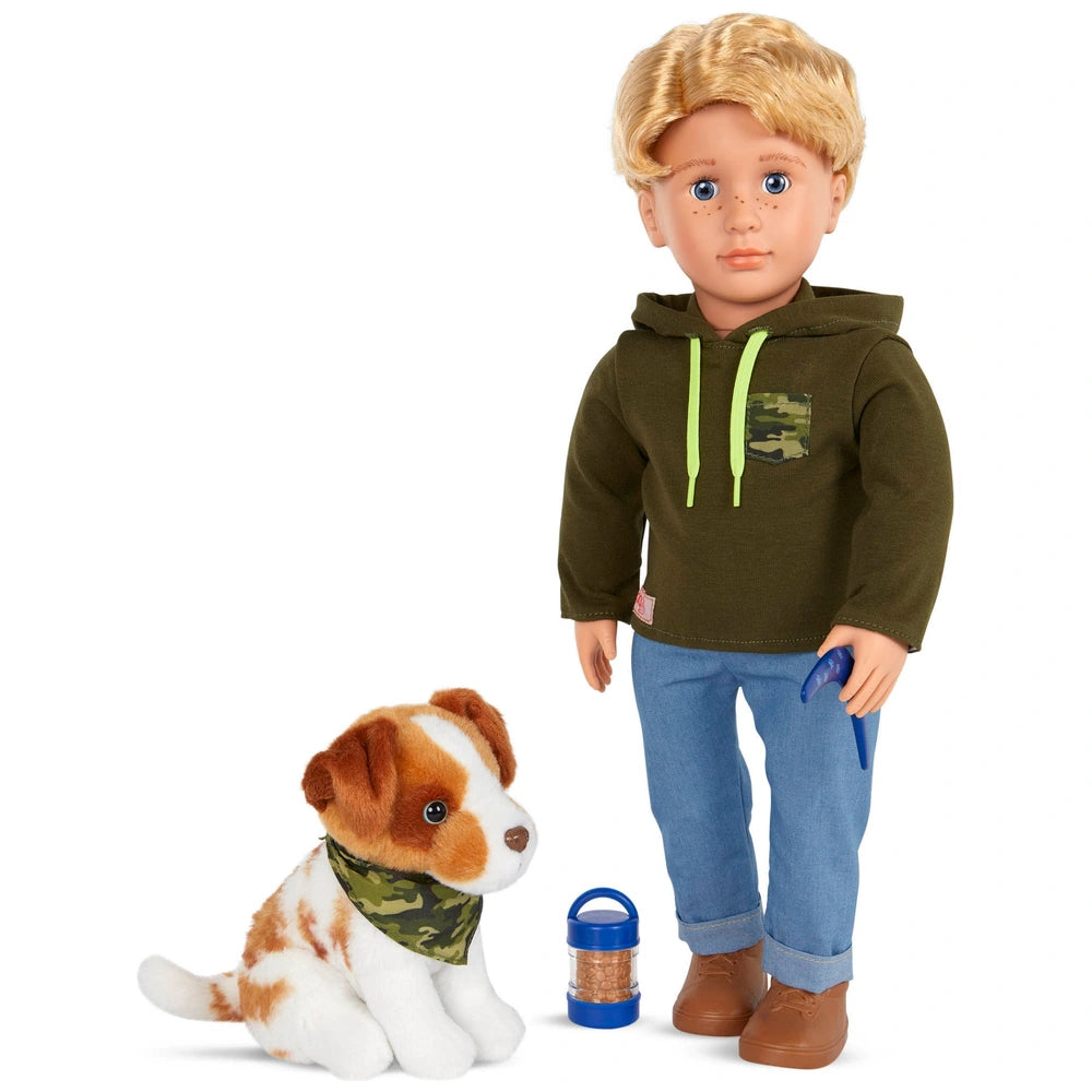 Our Generation Doll Elliot and Australian Shepherd Dog