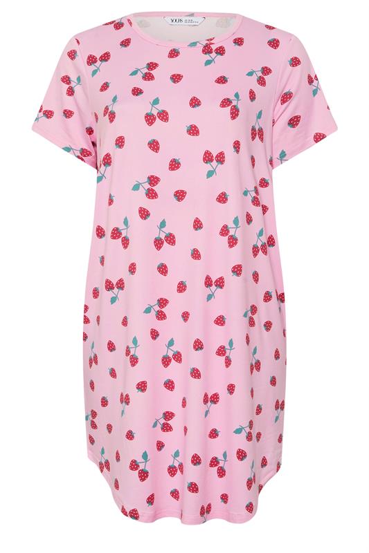 YOURS Curve 2 PACK Pink & Grey Fruit Print Soft Touch Nightdresses