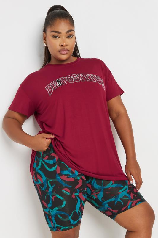 YOURS ACTIVE Curve Black Abstract Print Stretch Shorts