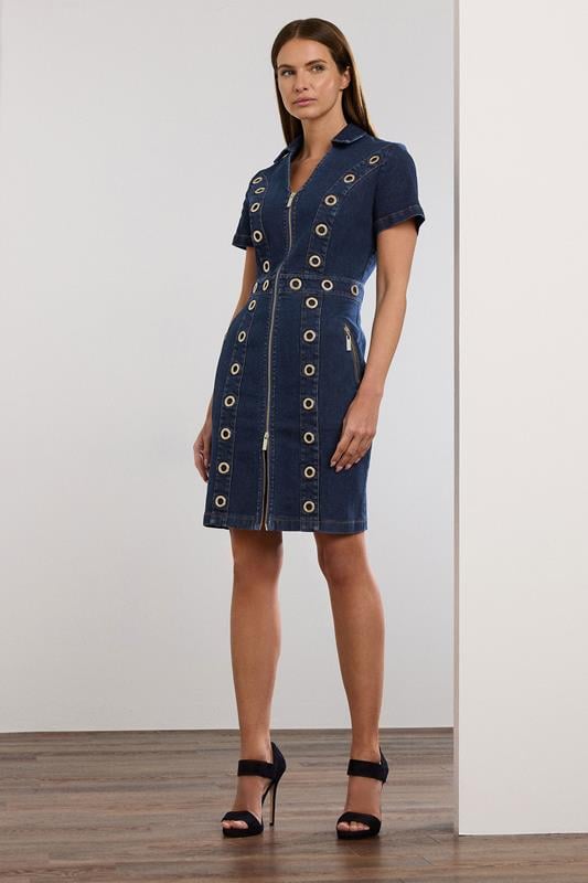 STAR Indigo Blue Denim Eyelet Mini Dress