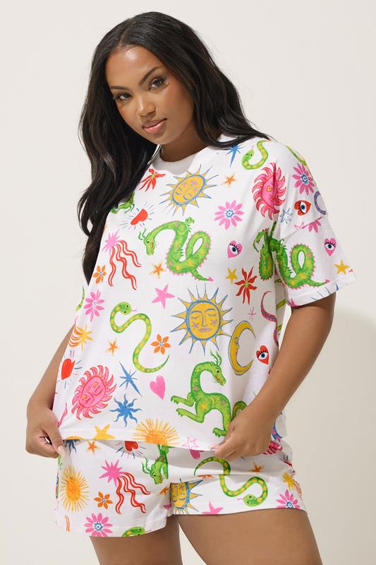 LIMITED COLLECTION Curve White Graphic Mystic Print Short Pyjama Set