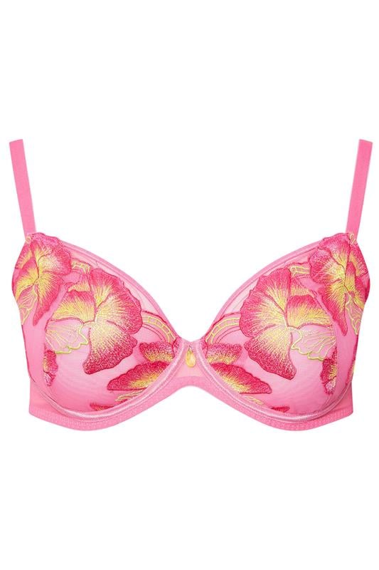 YOURS Curve Pink Floral Embroidered Underwired Bra