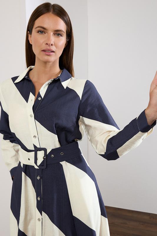 STAR White & Blue Stripe Print Shirt Dress