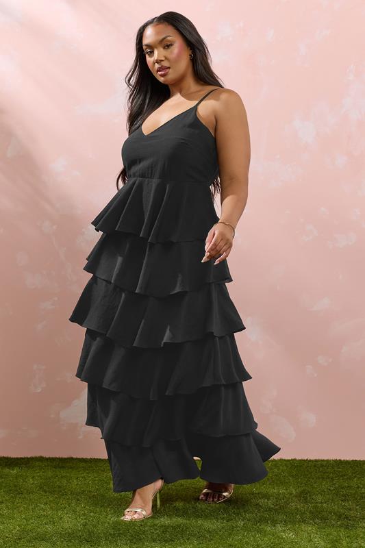 YOURS Curve Black Ruffle Maxi Dress