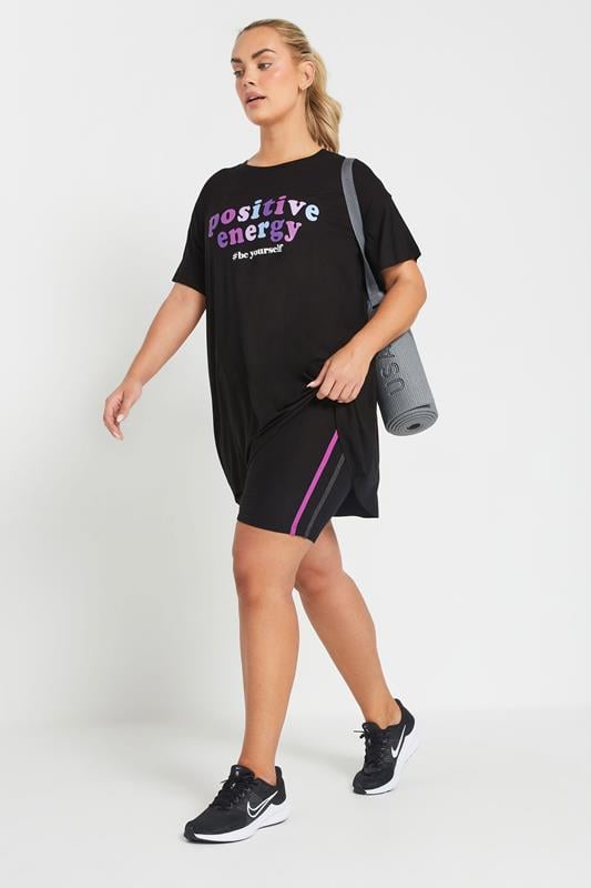 YOURS ACTIVE Curve Black Side Stripe Detail Shorts