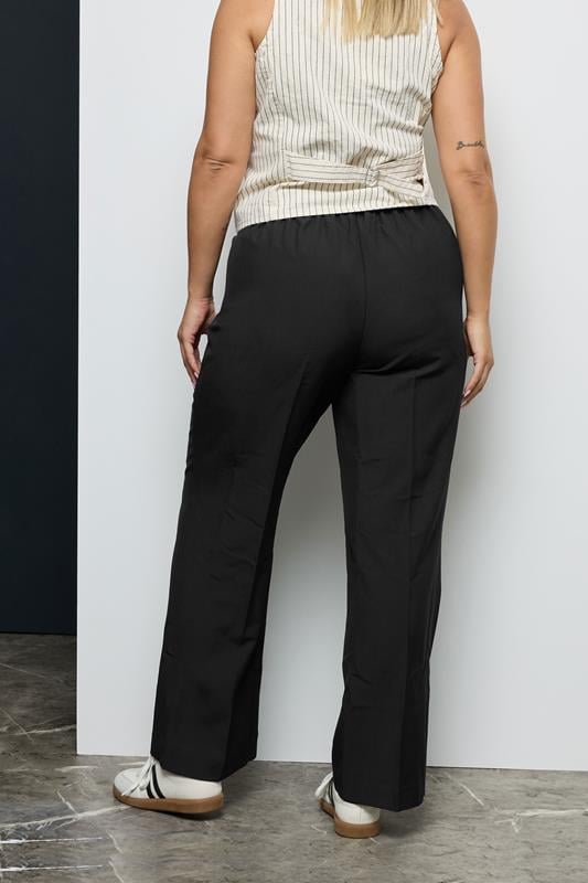 YOURS Curve Black Elasticated Stretch Straight Leg Trousers