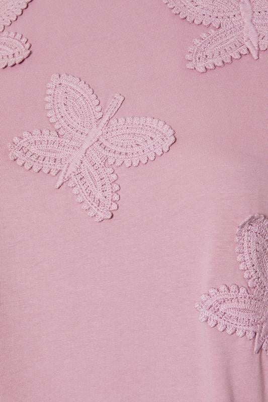YOURS Curve Pink Applique Butterfly T-Shirt
