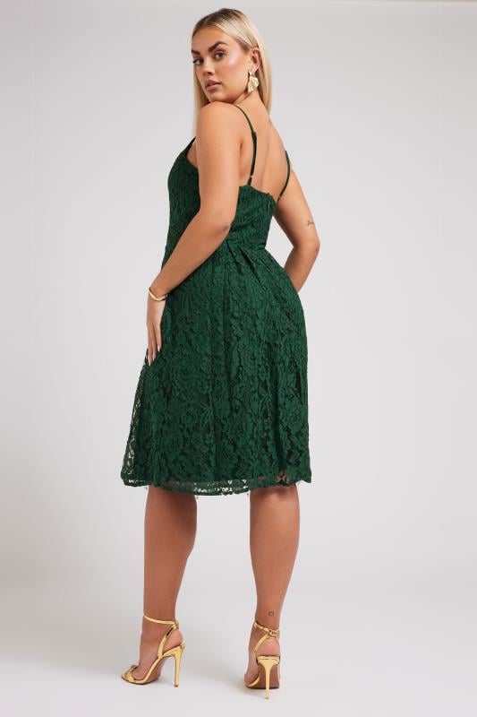 YOURS LONDON Curve Green Lace Skater Dress