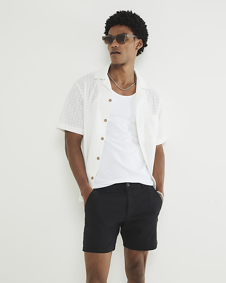 Black Skinny Fit Chino Shorts 2 Pack