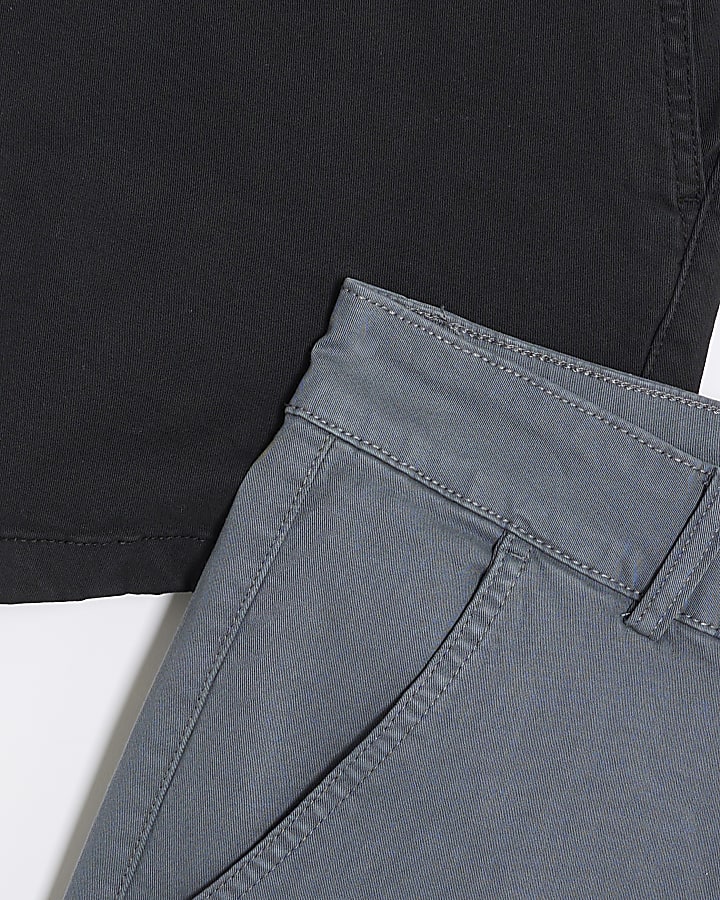 Black Skinny Fit Chino Shorts 2 Pack