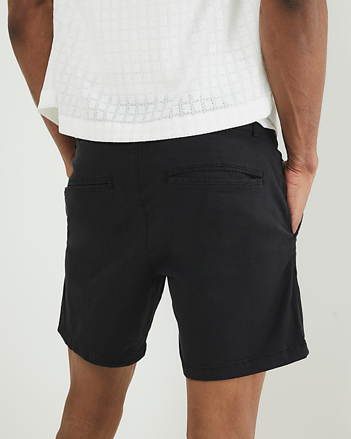 Black Skinny Fit Chino Shorts 2 Pack