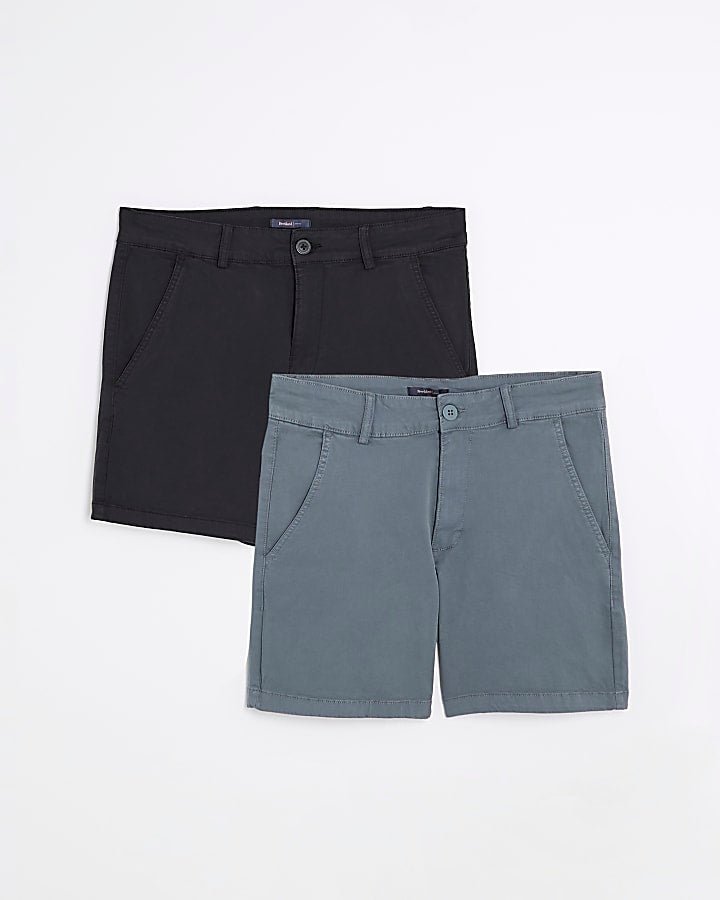 Black Skinny Fit Chino Shorts 2 Pack