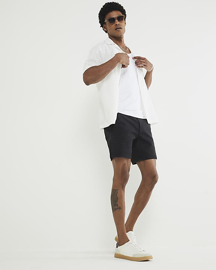 Black Skinny Fit Chino Shorts 2 Pack