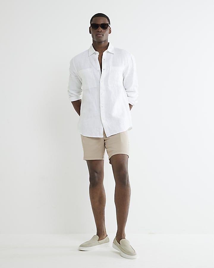 Beige Skinny Fit Chino Shorts 2 Pack