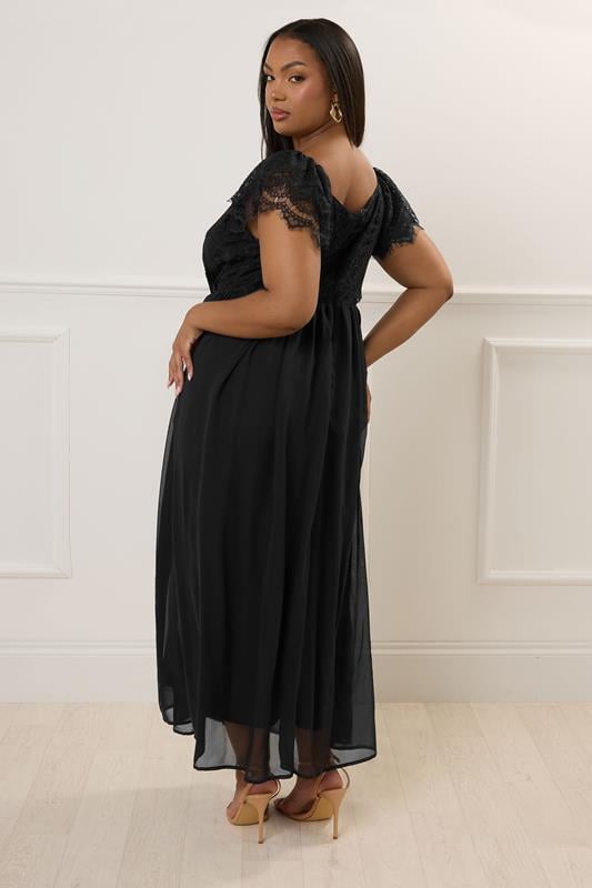 YOURS LONDON Curve Black Lace Maxi Wrap Dress