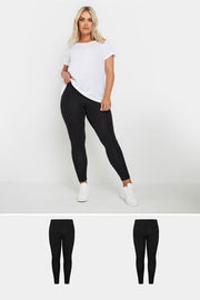 YOURS 2 PACK Curve Black Soft Touch Viscose Stretch Leggings