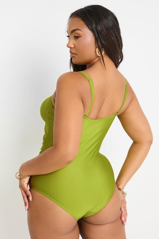 YOURS Curve Green Shell Detail Swimsuit