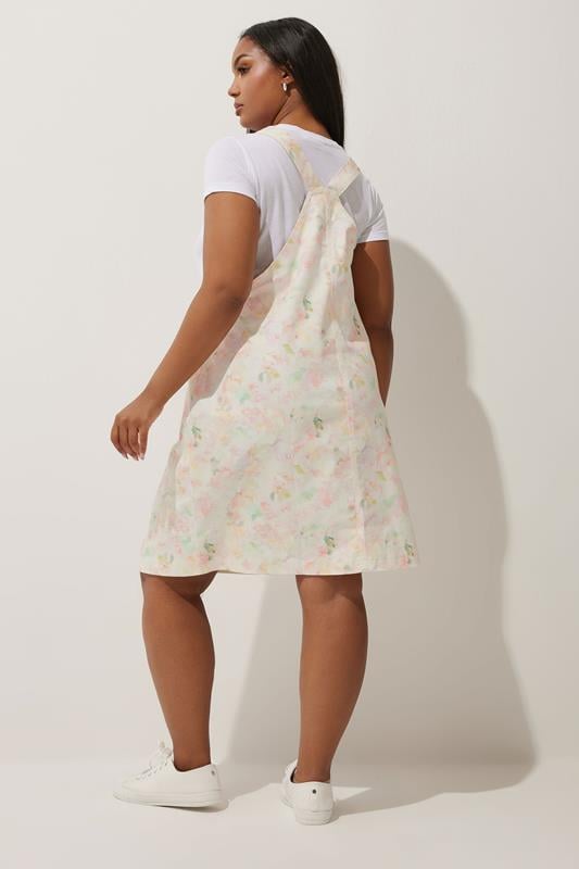LIMITED COLLECTION Curve White Denim Floral Pinafore Dress