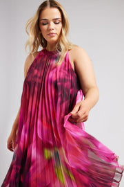 YOURS LONDON Curve Pink Floral Print Halter Neck Dress