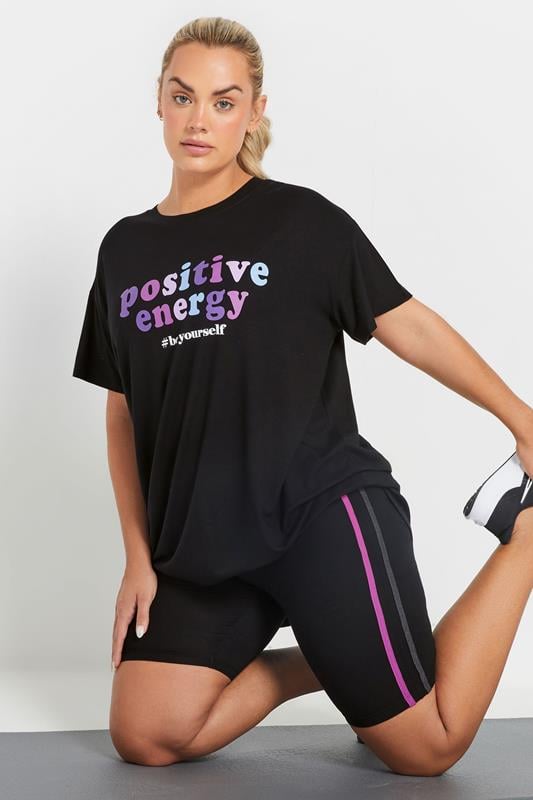 YOURS ACTIVE Curve Black Side Stripe Detail Shorts