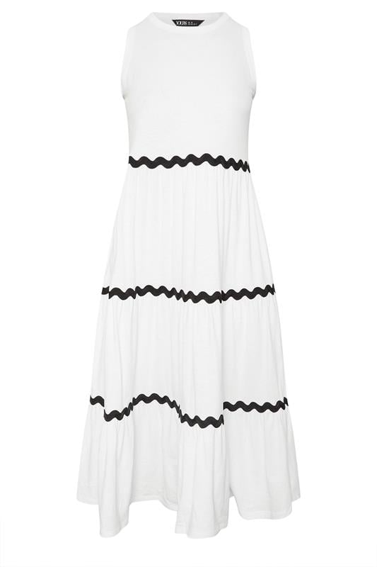 YOURS Curve White Contrast Swirl Tiered Maxi Dress