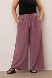 YOURS Curve Purple Twill Wide Leg Trousers