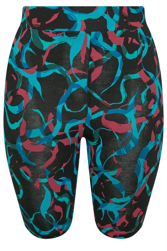YOURS ACTIVE Curve Black Abstract Print Stretch Shorts