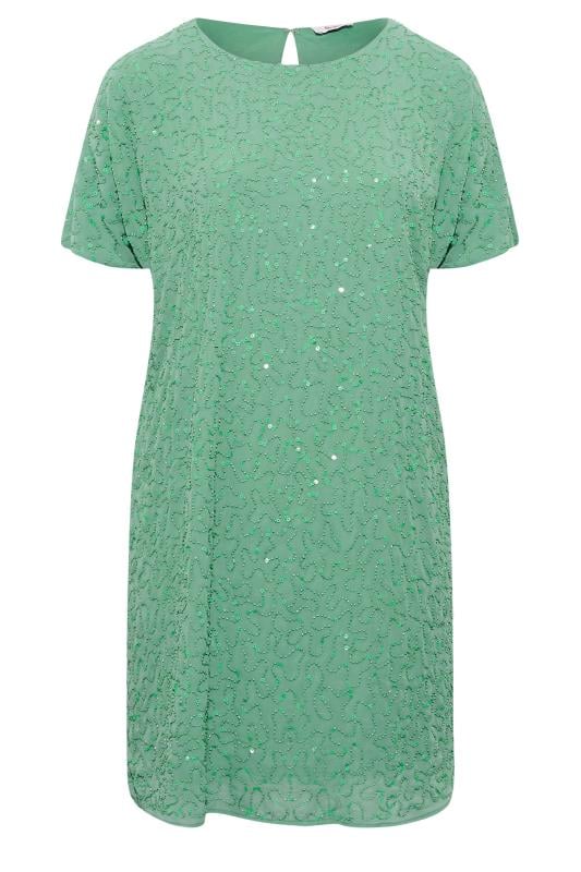 LUXE Curve Green Sequin Hand Embellished Cape Dress