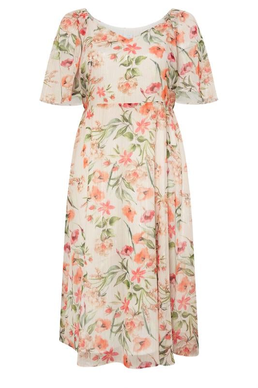 YOURS LONDON Curve Ivory White Floral Metallic Midaxi Dress