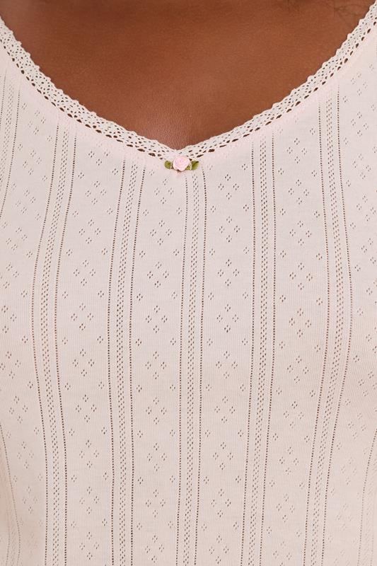 YOURS Curve Pink Pointelle Wide Leg Pyjama Set