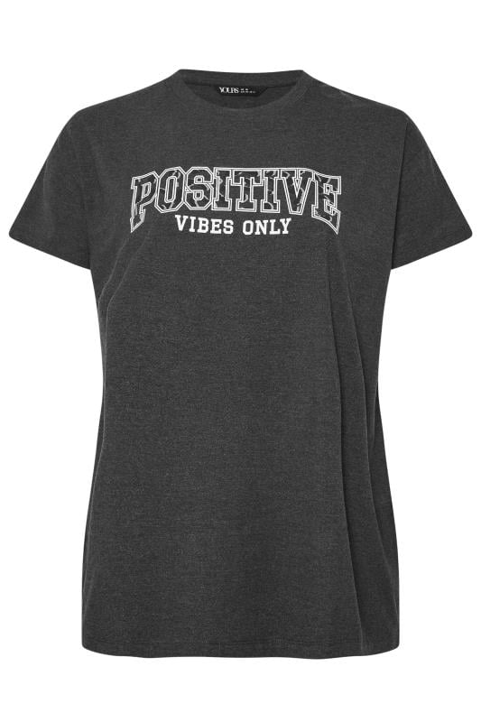 YOURS ACTIVE Curve Grey 'Positive Vibes Only' Top