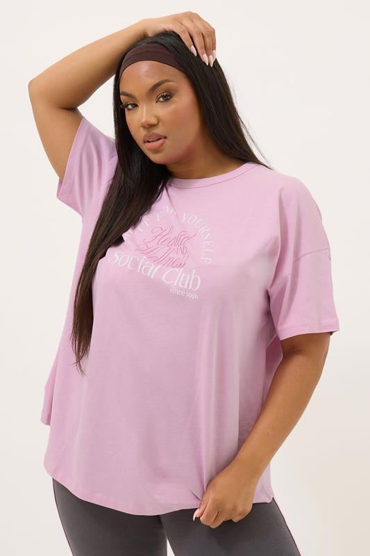 YOURS ACTIVE Curve Pink 'Health & Wellness Social Club' Top