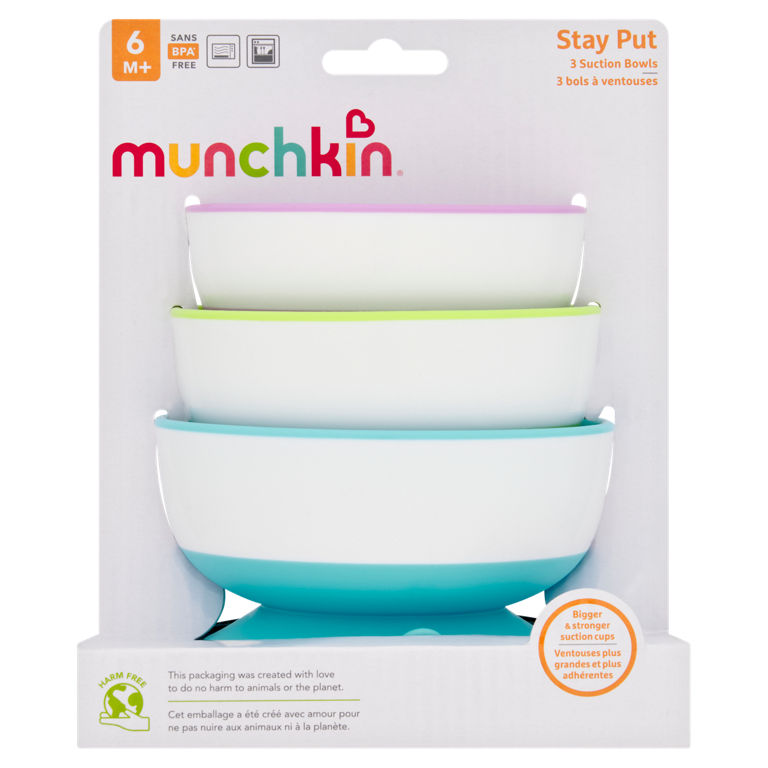Munchkin 3 Stay Put Suction Bowls
