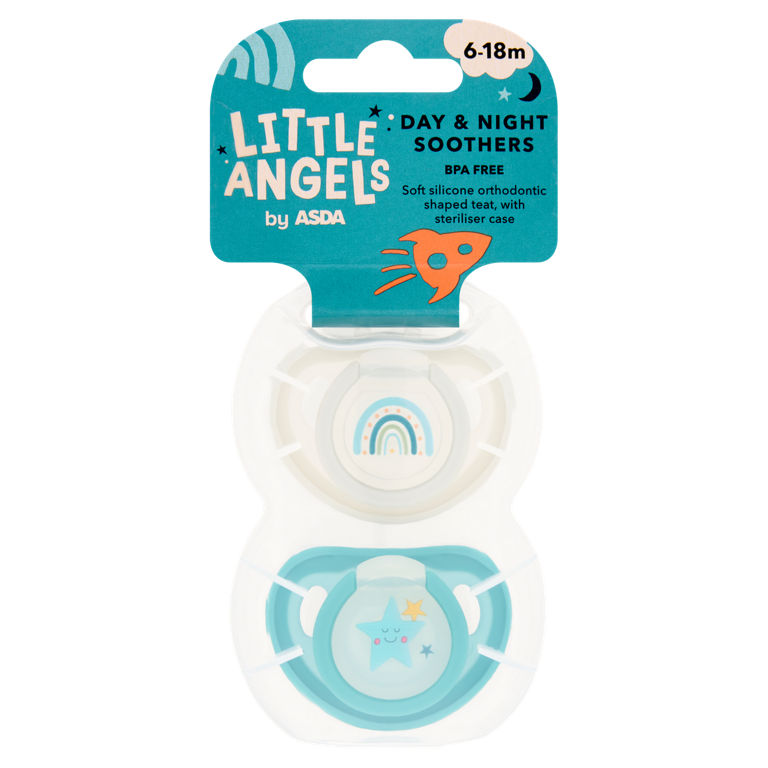 LITTLE ANGELS by ASDA Day & Night Soothers 6-18m