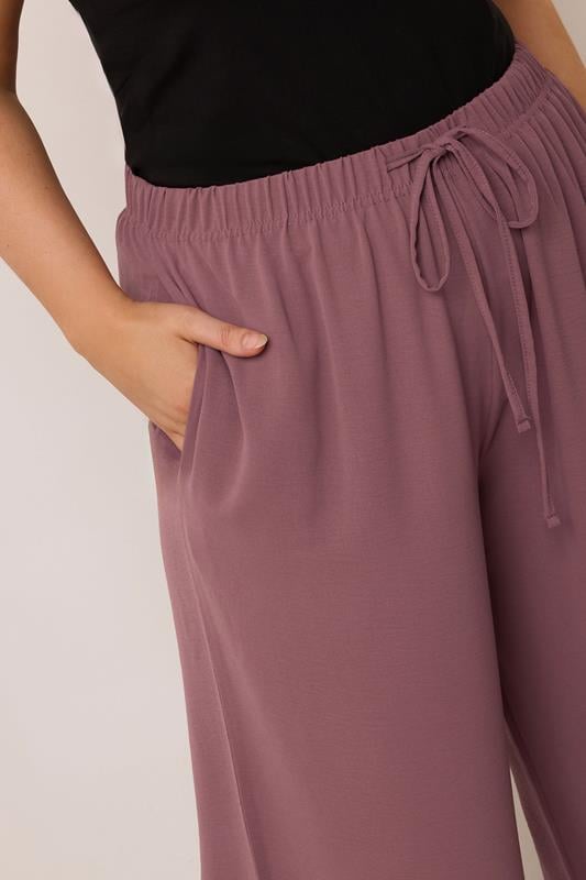 YOURS Curve Purple Twill Wide Leg Trousers