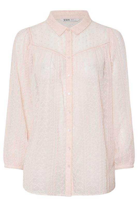 YOURS Curve Light Pink Sheer Embroidered Blouse
