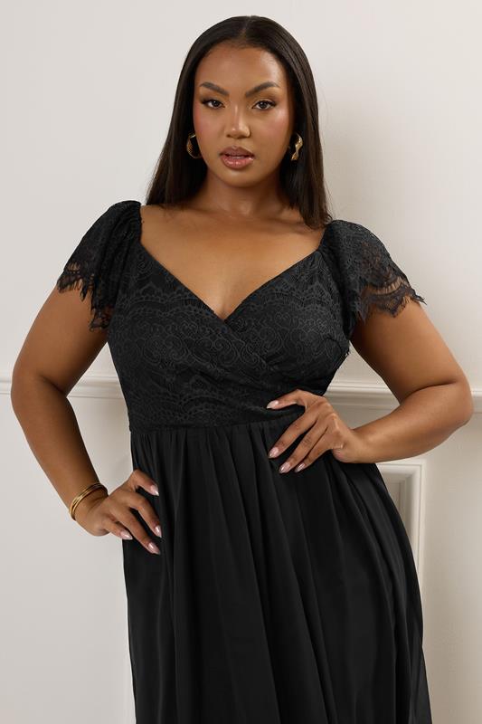 YOURS LONDON Curve Black Lace Maxi Wrap Dress