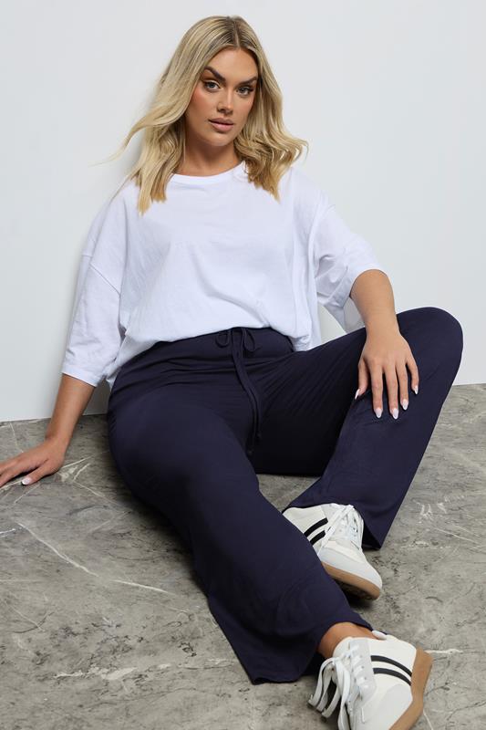 YOURS BESTSELLER Curve Black Wide Leg Pull On Stretch Jersey Yoga Pants
