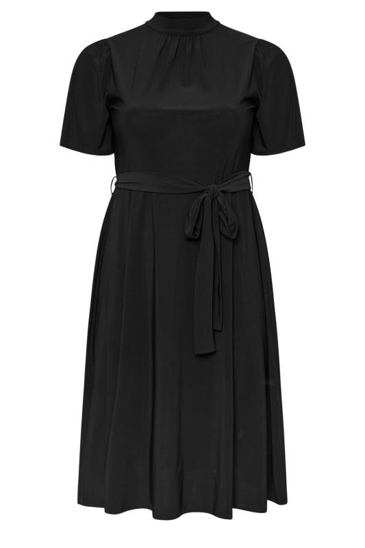 YOURS LONDON Curve Black High Neck Belted Skater Dress