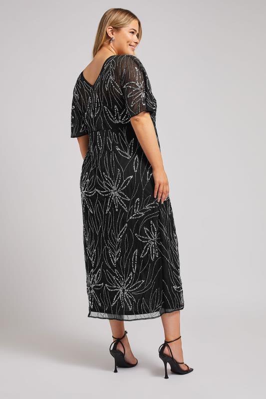 LUXE Curve Black Embellished Wrap Maxi Dress