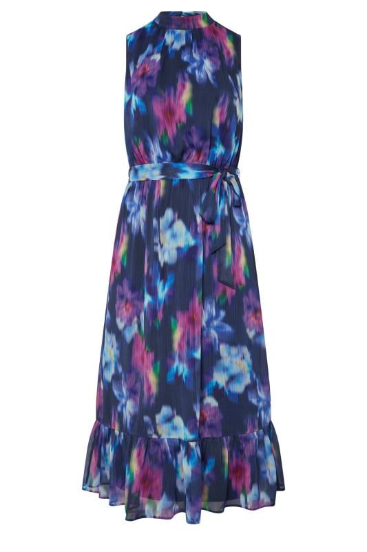 YOURS LONDON Curve Navy Blue Blurred Floral Print Maxi Dress